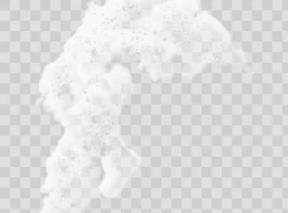Foto op Plexiglas Beer foam isolated on transparent background. White soap froth texture with bubbles, seamless border, foamy frame. Sea or ocean wave, laundry cleaning detergent spume, realistic 3d vector illustration © kume111000