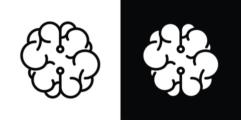 brain logo design technology icon vector illustration