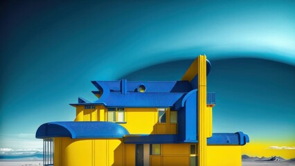 Modern house colored. Generative AI