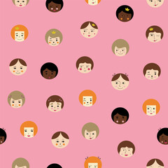 Feminine look, abstract personage, mascot design, funny face, cute icon.