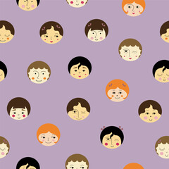 Feminine look, abstract personage, mascot design, funny face, cute icon.