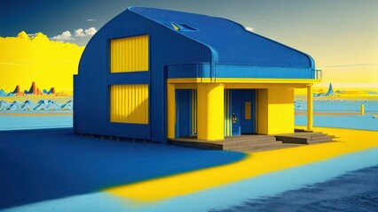 Modern house colored with concept design. Generative AI