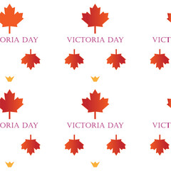 Victoria day. Red maple canada seamless pattern on white background