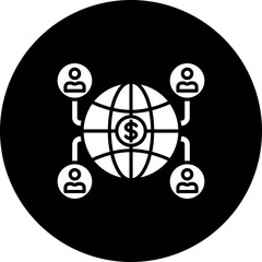 Global Connection Glyph Inverted Icon