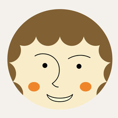 Feminine look, abstract personage, mascot design, funny face, cute icon.