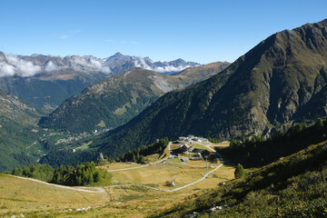 Fototapeta na wymiar On the trail to Argentiere Glacier, Chamonix area, Haute Savoie, France. 