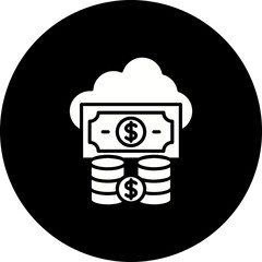 Cloud Money Glyph Inverted Icon