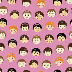 Feminine look, abstract personage, mascot design, funny face, cute icon.