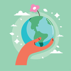 hand lifting planet earth