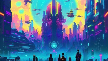 Futuristic city background. Generative Ai