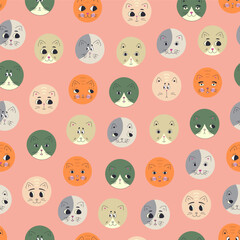 Fototapeta premium Funny cat face, abstract personage, mascot design, funny face, cute icon.