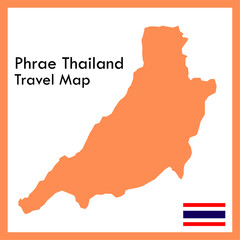 Orange Map Phrae Province is a part of Thailand with a flag picture.