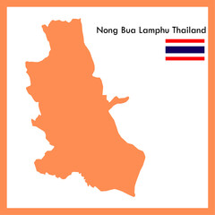 Orange Map Nong Bua Lamphu province is part of Thailand with flag picture.
