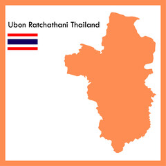 Orange Map Ubon Ratchathani province is a part of Thailand with a flag picture.
