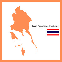 Orange Map Trat Province is part of Thailand with flag picture.
