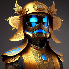 Golden robot - illustration