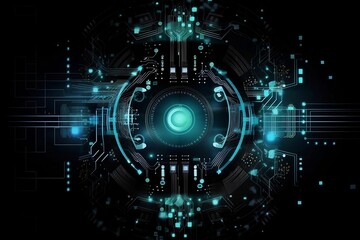 Obraz premium Abstract Blue Digital Circuit Background: Technology, Computers, and Networks for Business