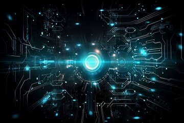 Obraz premium Abstract Blue Digital Circuit Background: Technology, Computers, and Networks for Business