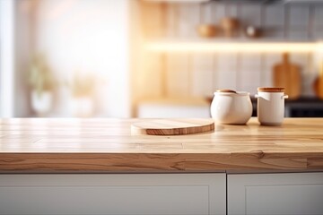 wooden cutting board on a kitchen counter. Generative AI