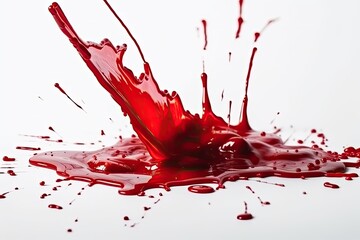 red liquid splashing on a white surface. Generative AI