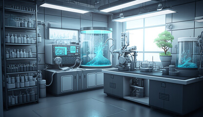 Laboratory interior with lab equipment Generative Ai