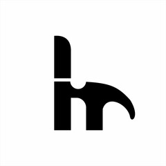 Abstract letter H logo design with hammer head element.