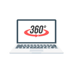 360 Degrees Angle, Laptop Isolated Vector Illustration