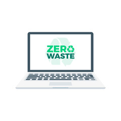 Zero Waste, Laptop Isolated Vector Illustration