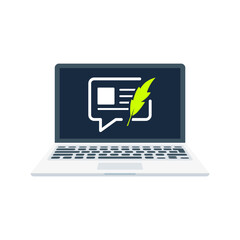 Post, Blog Content, Laptop Isolated Vector Illustration