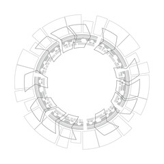 Naklejka premium Hi-tech gear design circle digital art technology. PNG file. 