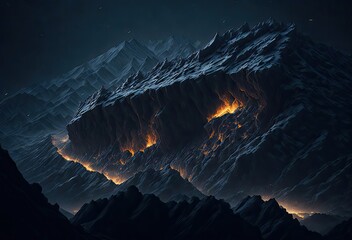 burning fire in the night in mountain, Burning Mountain, Nature Mountain