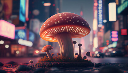 Mushrooms growing in the city