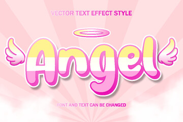 angel pink kawaii wings cute typography editable text effect style template background design