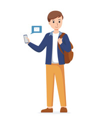 man using smartphone isolated illustration