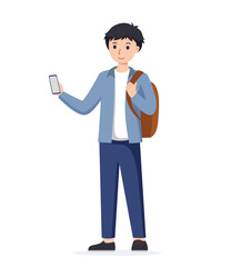 man using smartphone isolated illustration