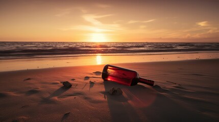 bottle on the beach, generative AI