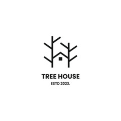 Tree House logo design simple modern minimalist concept