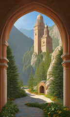 ai generated interior of ancient fantasy castle