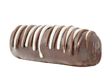 Cake chocolate confectionery with brown and white stripes, isolated on white background with clipping path