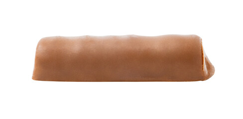 Candy chocolate long close-up, side view, isolated on white background with clipping path