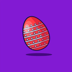 Red painted egg in vector cute style for easter day