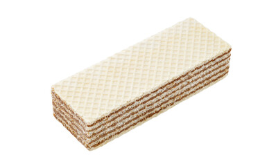 Waffle rectangular multi-layered with chocolate, isolated on white background with clipping path