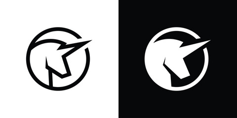 unicorn logo design circle icon vector illustration © Mas_W