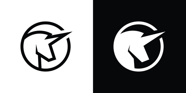 unicorn logo design circle icon vector illustration