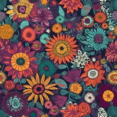 Fototapeta na wymiar seamless retro floral pattern
