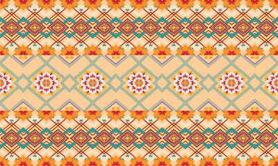 Ikat ethnic vector abstract beautiful art. Ikat seamless pattern for background,fabric,wrapping,clothing,wallpaper,Batik,carpet,embroidery style
