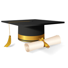 vector bachelor hat with diploma