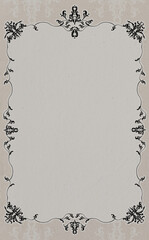 ビンテージで豪華な唐草模様の縦型フレーム グレー背景 イラスト素材 色違い・差分有