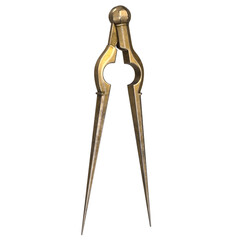 Vintage brass navigational dividers, PNG file with transparency.