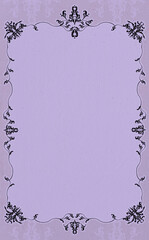 ビンテージで豪華な唐草模様の縦型フレーム パープル背景 イラスト素材 色違い・差分有